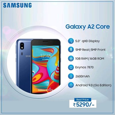 Samsung представил Galaxy A2 Core — свой самый дешёвый смартфон
