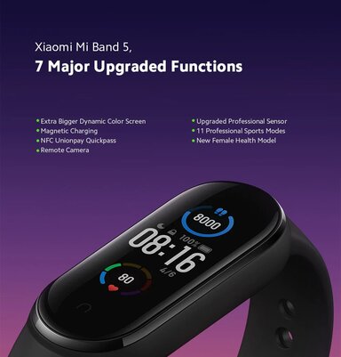 Xiaomi представила Mi Band 5: увеличенный дисплей, NFC и магнитная зарядка