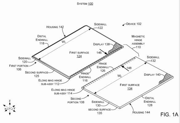 Microsoft запатентовала складной планшет на магнитах с разделяемым надвое экраном
