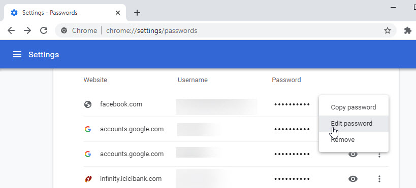 Chrome для компьютеров теперь позволяет редактировать сохранённые пароли