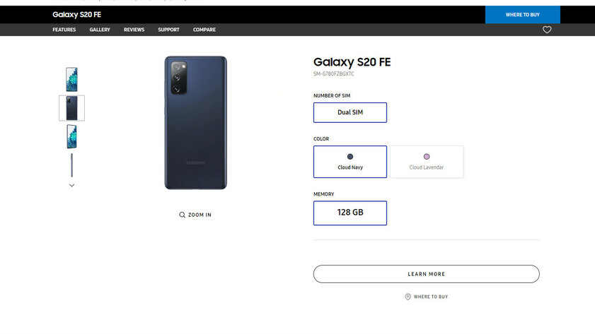 Samsung преждевременно представила Galaxy S20 FE