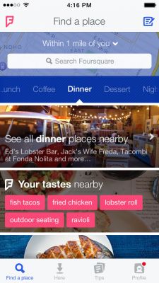 Обзор лучшего поисковика ресторанов: Foursquare 8.0
