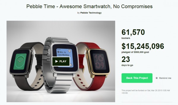 Новые часы Pebble стали самым успешным проектом на KickStarter