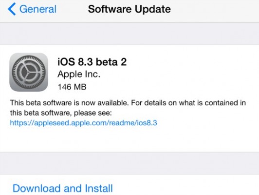 iOS 8.3 Beta 4 для разработчиков и iOS 8.3 Beta 2 Publiс доступны для установки