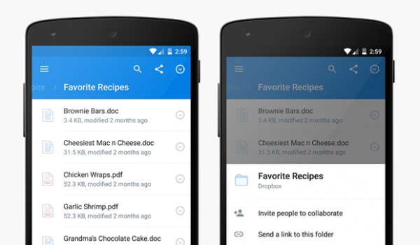 Dropbox для Android скоро получит «материальный» дизайн