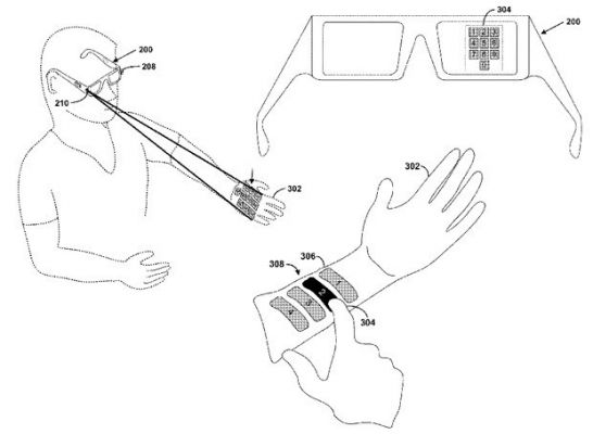 Google Glass сможет проецировать изображение на руки и другие объекты