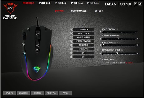 Обзор игровой мышки Trust LABAN GXT 188 RGB — Настройка и управление. 1
