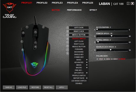 Обзор игровой мышки Trust LABAN GXT 188 RGB — Настройка и управление. 2