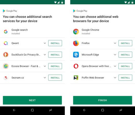 Выбор поисковой системы и браузера появится в Android в ближайшие недели