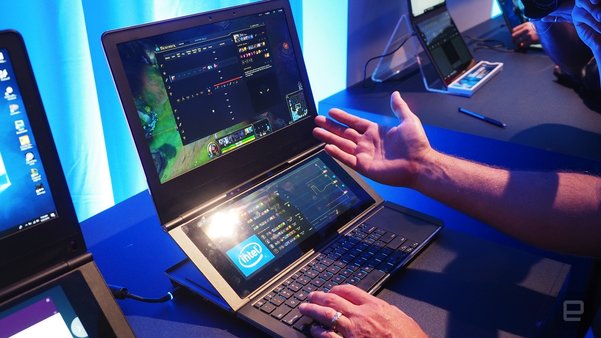 Intel показала прототип игрового ноутбука Honeycomb Glacier с двумя трансформируемыми экранами