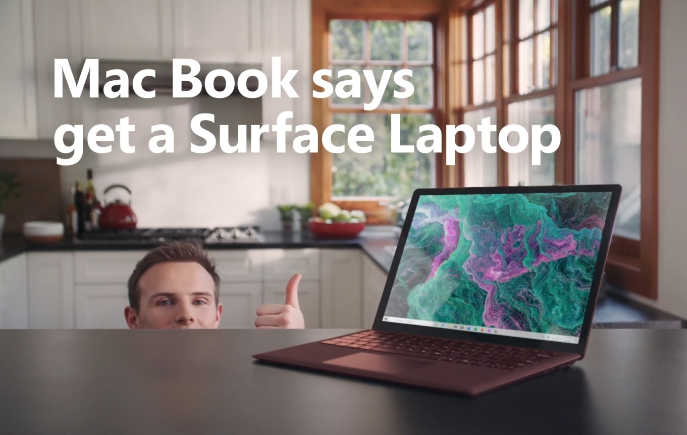 Microsoft сняла рекламу Surface Laptop 2 с парнем по имени Мак Бук