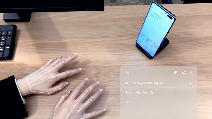Samsung показала, как работает её невидимая клавиатура: она использует фронталку смартфона