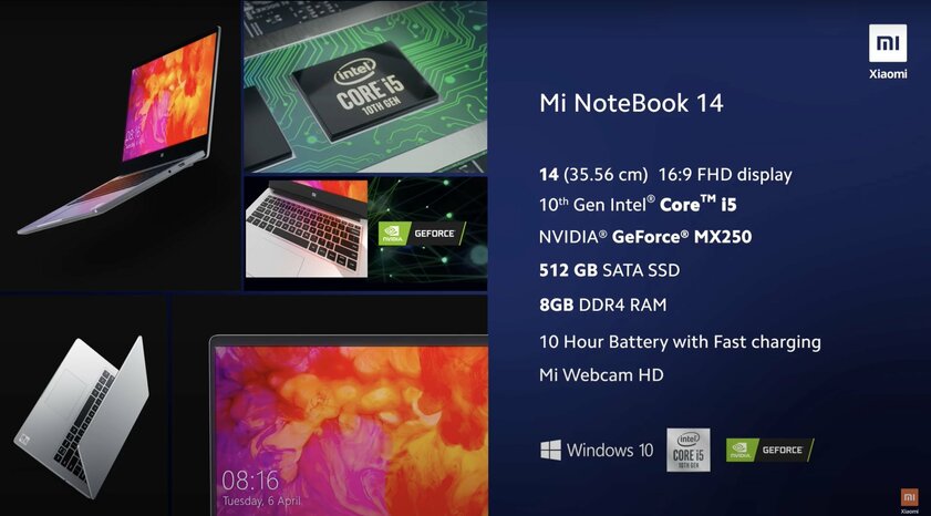 Xiaomi представила флагманский ноутбук с тонкими рамками на Intel