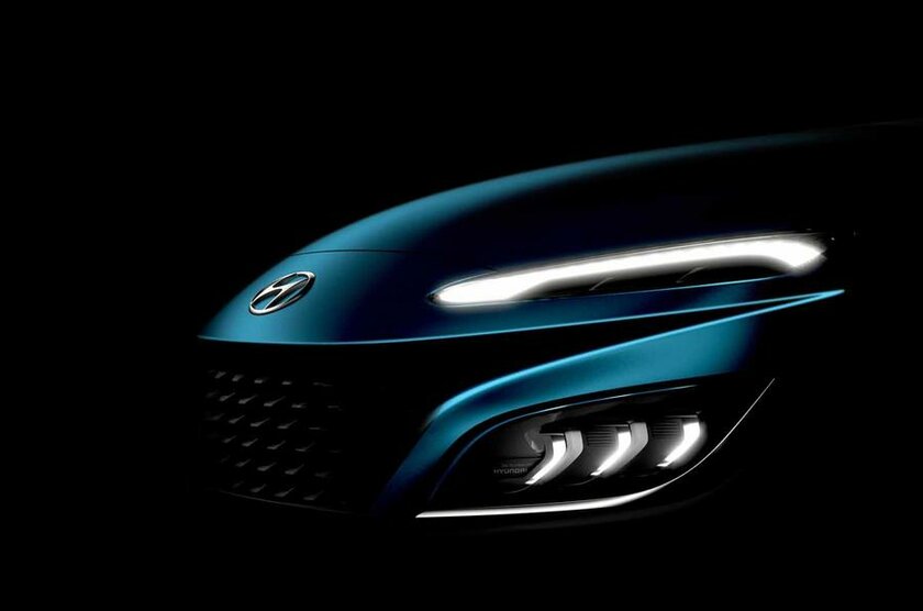 Акулий нос и спортивный силуэт: Hyundai рассекретил внешний вид обновлённого кроссовера Kona