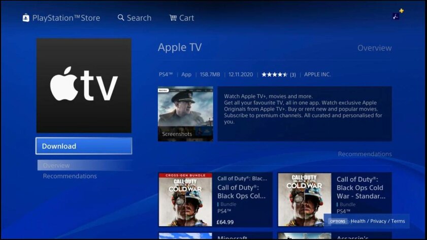 Apple TV запустили в PS Store в день релиза PS5