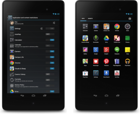 Ограниченный профиль - одна из новых функций Android 4.3 Jelly Bean