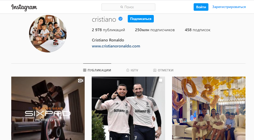 250 млн подписчиков: Криштиану Роналду стал самым популярным человеком в Instagram