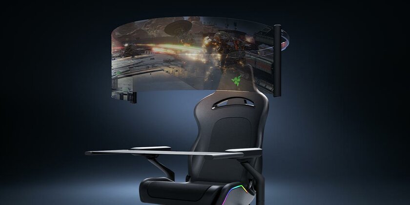 Геймерство в пандемию: Razer показала кресло с панорамным дисплеем и медицинскую маску с RGB-подсветкой
