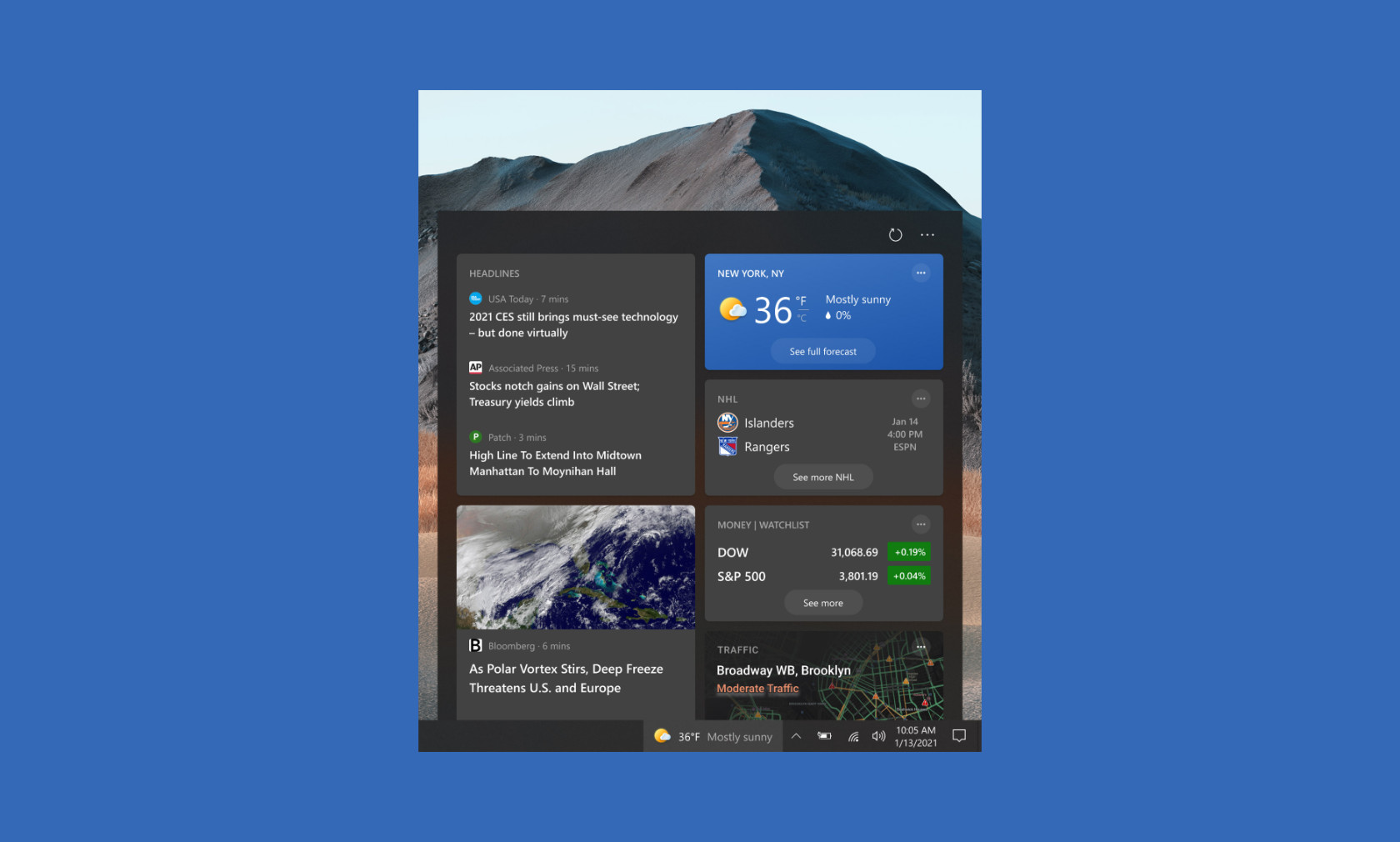 В новой сборке Windows 10 появился прогноз погоды — прямо на панели задач