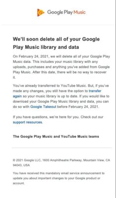 Поспешите: сегодня Google удалит все данные из Play Music