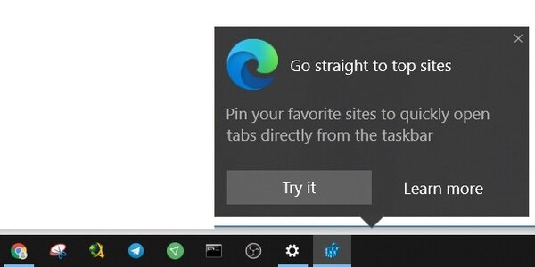 В новой сборке Windows 10 Microsoft активно рекламирует Edge в панели задач