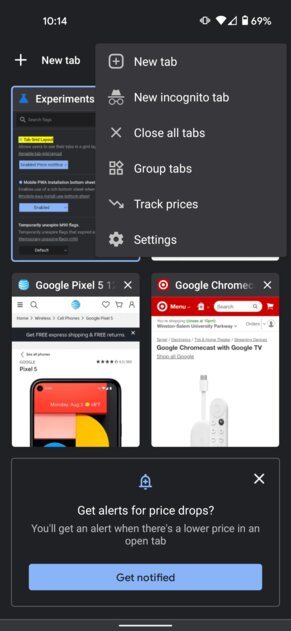 В Chrome для Android появился инструмент для отслеживания изменения цен в магазинах