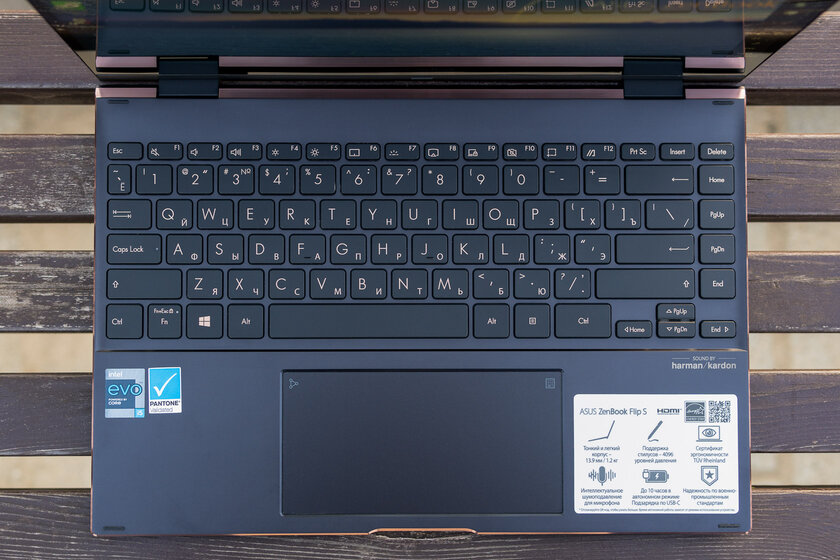 Платформа Intel EVO решает многое. Обзор ASUS ZenBook Flip S13 (UX371E) — Клавиатура и тачпад с цифровой панелью. 1