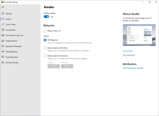 Microsoft выпустила утилиту Awake, не позволяющую ПК заснуть. Есть продвинутые настройки