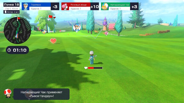 Гольф с торнадо, в котором надо сбивать соперников. Обзор Mario Golf: Super Rush