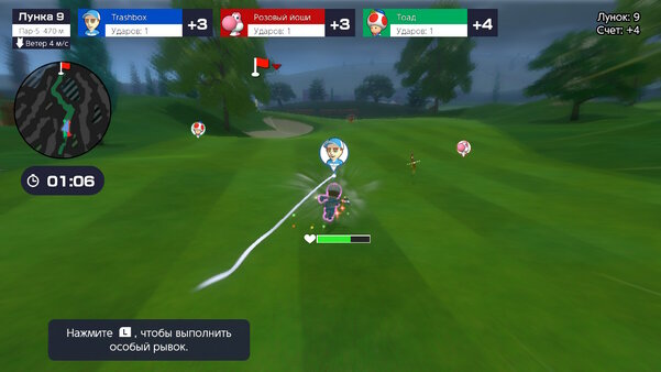 Гольф с торнадо, в котором надо сбивать соперников. Обзор Mario Golf: Super Rush