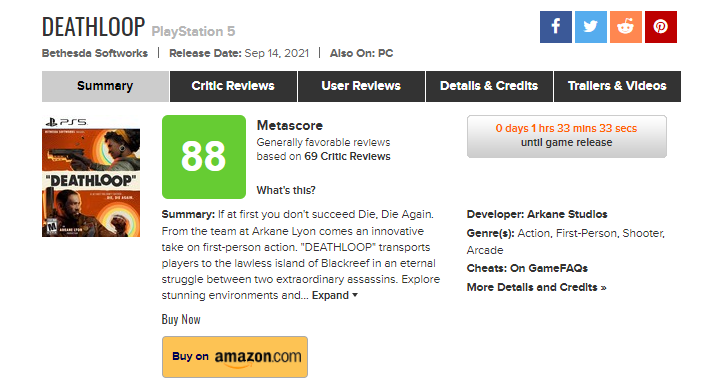 Первые обзоры Deathloop: 10 из 10, восторг и 88 баллов на Metacritic