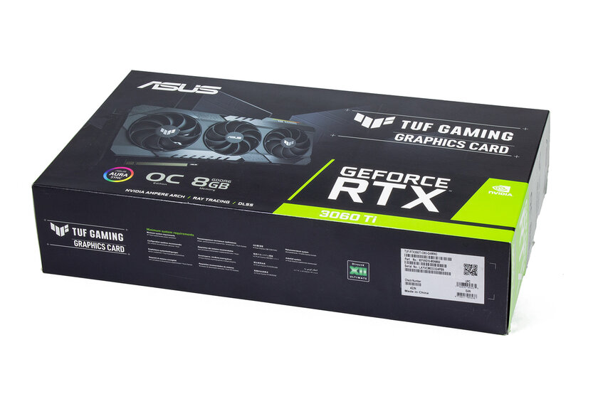 Обзор ASUS TUF Gaming GeForce RTX 3060 Ti OC: выбор чуть-выше-среднего уровня — Упаковка, внешний вид. 1