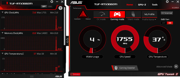 Обзор ASUS TUF Gaming GeForce RTX 3060 Ti OC: выбор чуть-выше-среднего уровня — Фирменное ПО. 1
