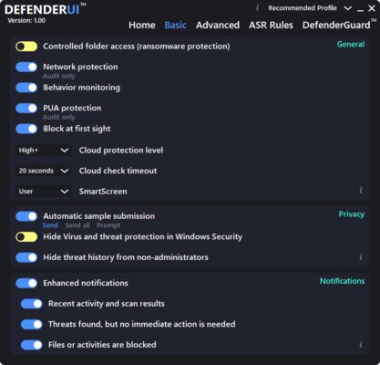 Бесплатная утилита DefenderUI позволяет удобно настроить агрессивность Защитника Windows