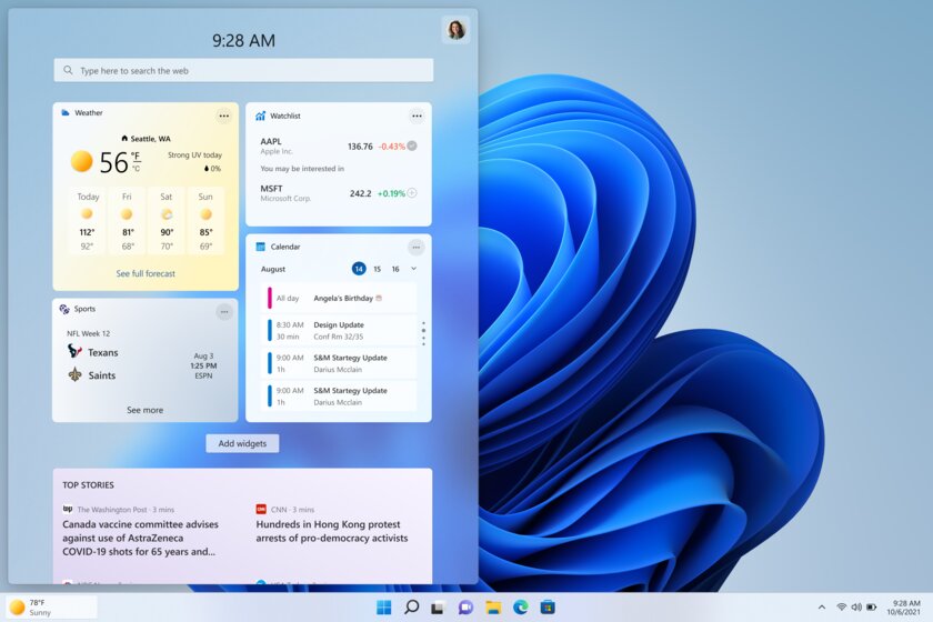 В Windows 11 изменилось меню переключения языка и расположение окна виджетов