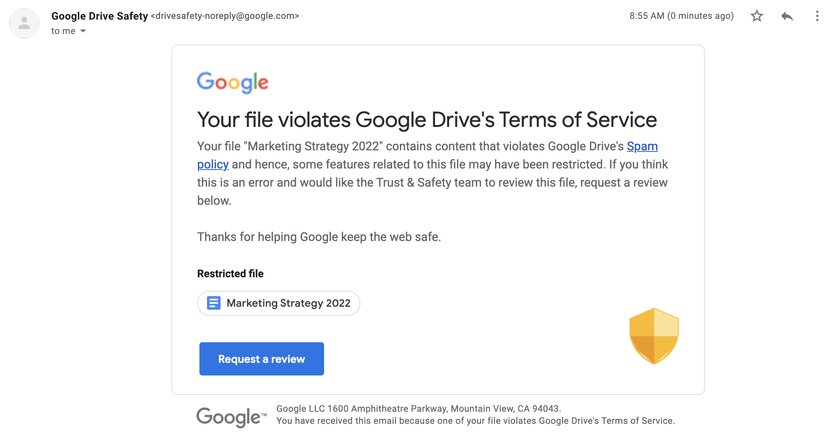 Google будет ограничивать доступ к файлам в облаке, нарушающим правила сервиса