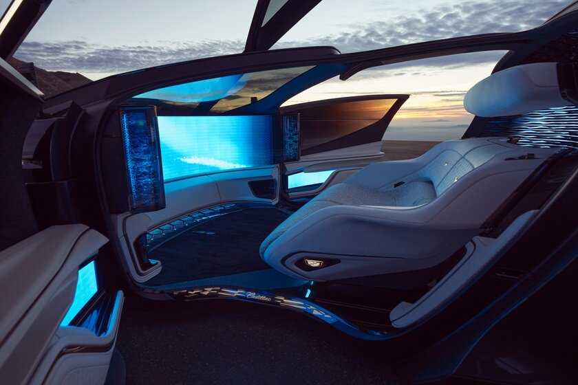 Откидная крыша, никакого руля и кузов из будущего: Cadillac показала концепт роскошного электрокара