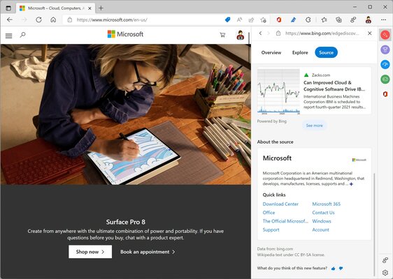 В Edge появится панель с полезными инструментами. Например, измеритель скорости интернета