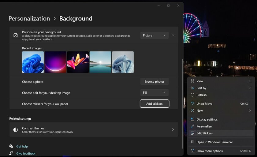 В Windows 11 появятся стикеры для обоев, для них будет даже отдельное приложение