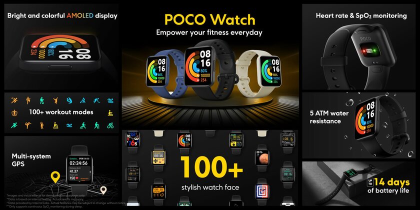Xiaomi представила первые смарт-часы Poco: большая батарея и квадратный экран