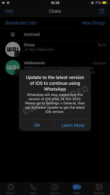 WhatsApp перестанет работать на старых iPhone этой осенью