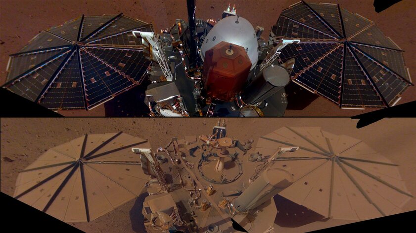 Новое фото аппарата InSight показывает, как сильно он покрылся пылью на Марсе