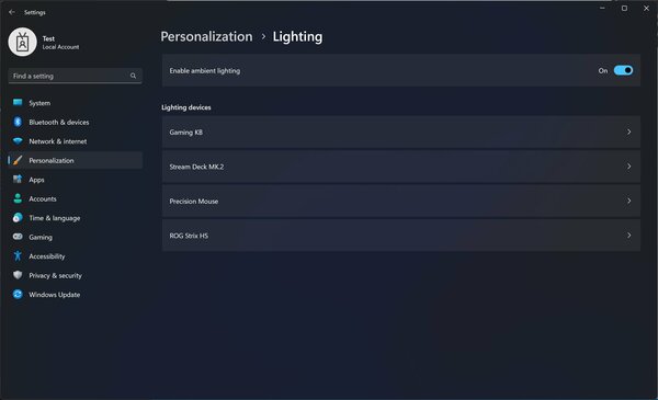 Windows 11 will have built-in RGB lighting control for gaming accessories