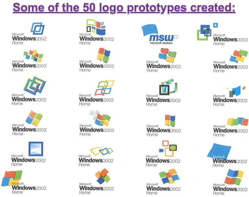 Логотип Windows XP мог быть… пластиной? Показаны варианты, из которых выбирала Microsoft