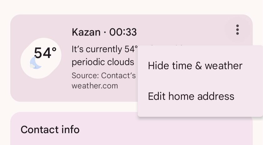 «Контакты» на Android будут показывать время и погоду людей из телефонной книги. Как это выглядит