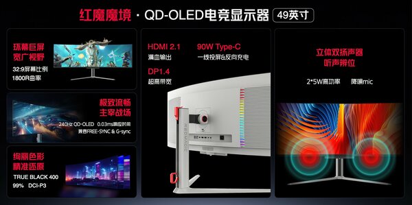 REDMAGIC представила огромный изогнутый игровой дисплей QD-OLED. Дешевле, чем у Samsung