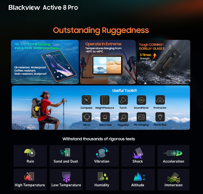 Blackview представила защищённый планшет Active 8 Pro — он не боится воды, падений и пыли
