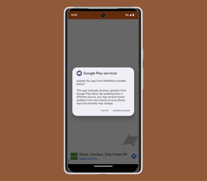 Android 14 будет предупреждать при загрузке обновлений для приложений Google из других источников