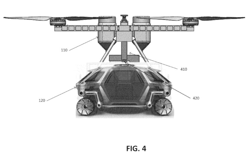Hyundai получила патент на транспортный дрон: он доставляет автомобили по воздуху