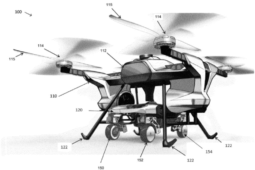Hyundai получила патент на транспортный дрон: он доставляет автомобили по воздуху